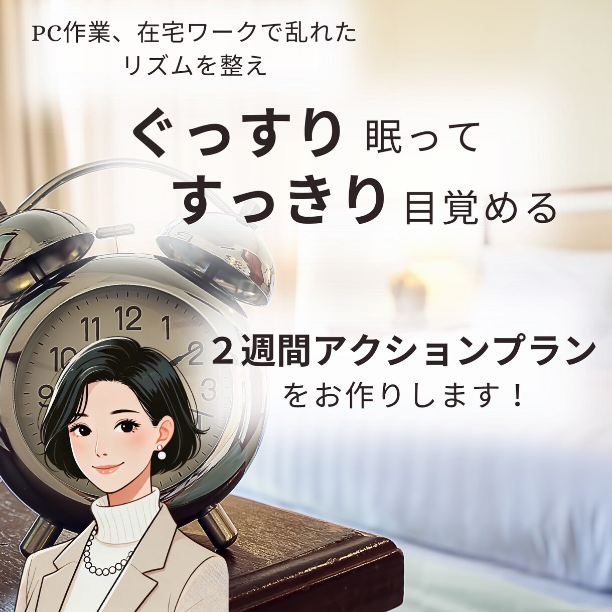 ぐっすり眠ってすっきり目覚めるプランをお作りします 【PC作業、在宅ワーク】で乱れたリズムを２週間で整える！ イメージ1