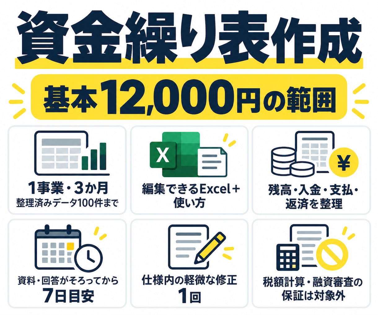 3か月先の資金繰りが見えるExcelを作ります 入金・支払・返済を整理｜自分で更新できるExcel イメージ2