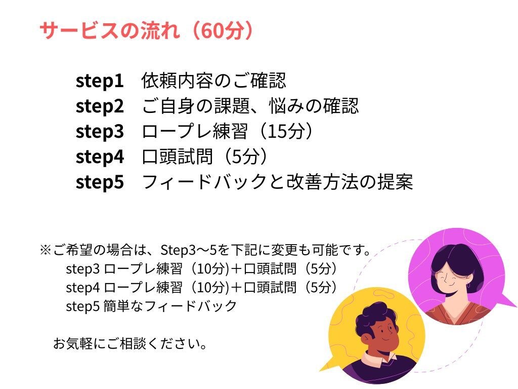 キャリアコンサルタント実技試験CL役お手伝いします やさしい雰囲気で本番練習！ロープレ＋口頭試問＋フィードバック イメージ3