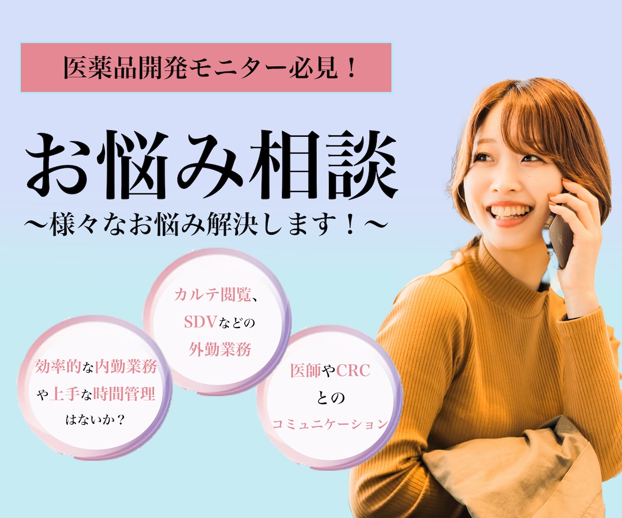 医薬品開発モニター必見！様々なお悩みを解決します 施設対応、施設版ICF作成、IRB手続きなどを解決します！ イメージ1