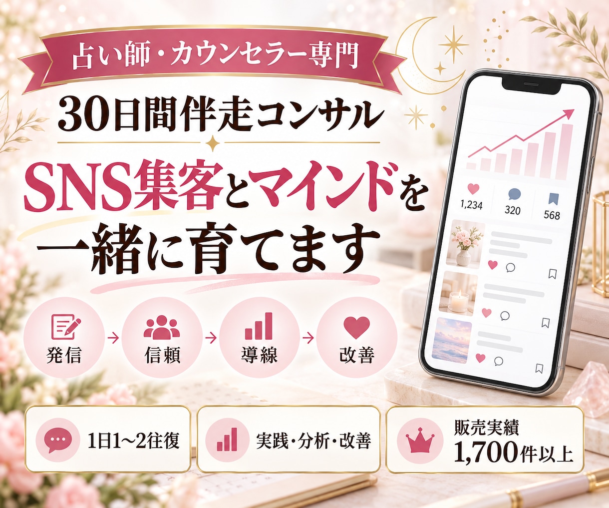 占い師・カウンセラーのSNS集客導線を育てます 発信・導線・マインドを整える30日間の個別伴走コンサル イメージ1