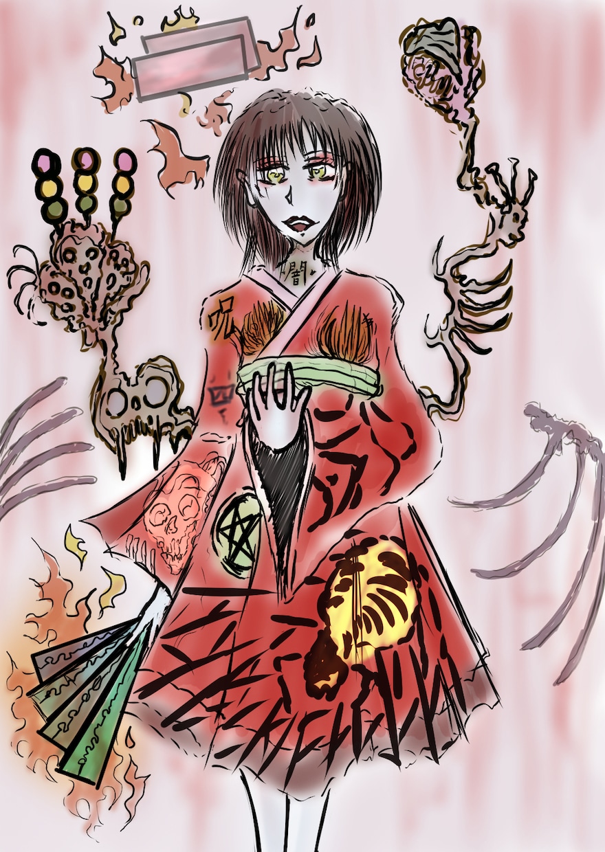 ホラーのイラスト描きます 私にしか描けない絵柄でダークで綺麗なホラーな絵を描きます。 イメージ1