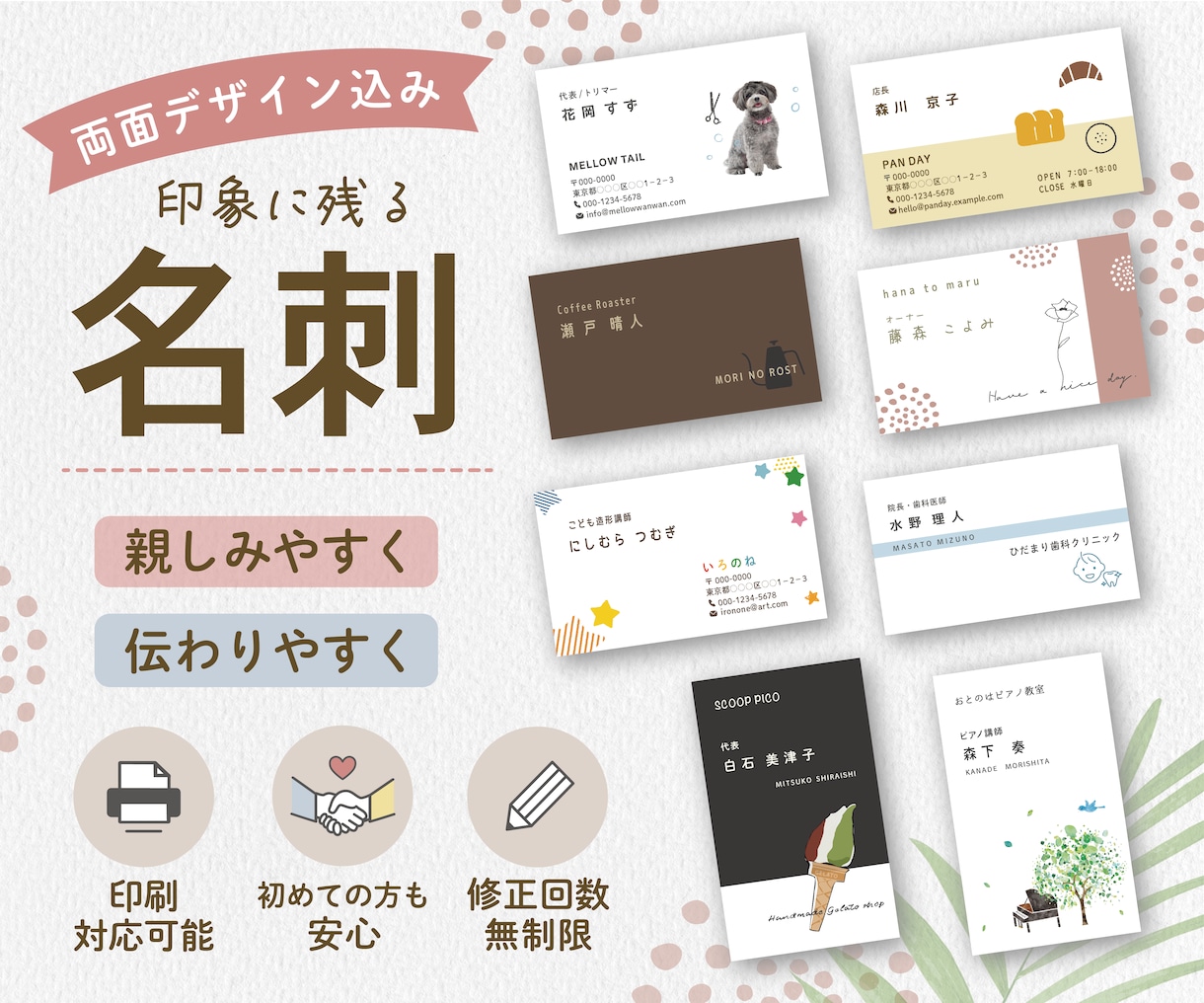 両面込みで5,000円！あなたらしい名刺作ります 渡したくなる！／両面込み／印刷可能／２案提案／修正回数無制限 イメージ1
