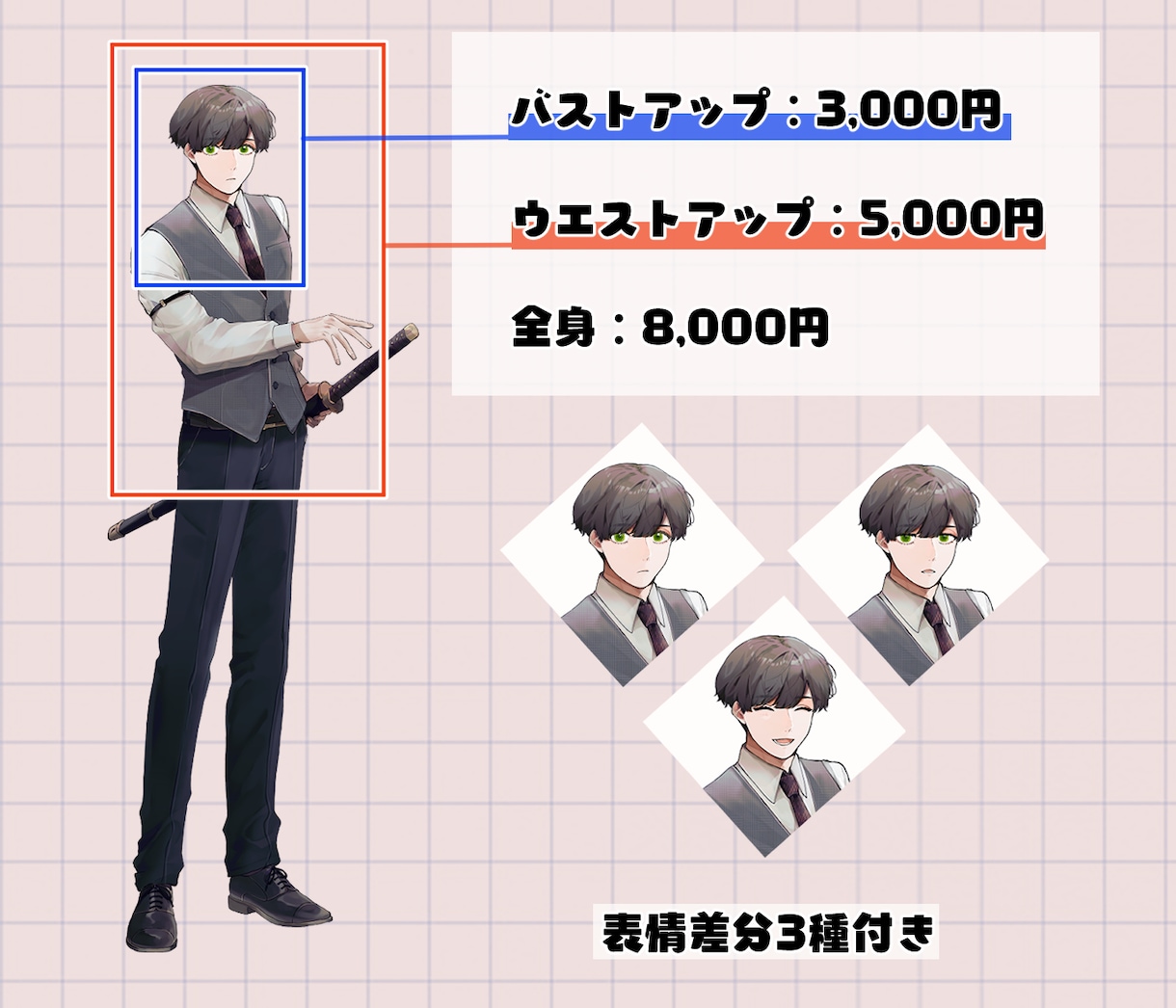 TRPG・ゲーム・配信用の立ち絵を制作します 一緒にキャラにピッタリな表情を考えましょう♪ イメージ2