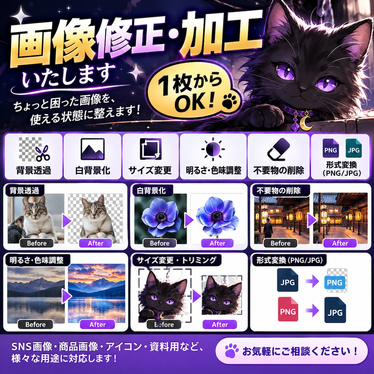 画像の背景切り抜き・修正加工します 背景透過から不要物削除・色味調整まで丁寧に対応 イメージ2