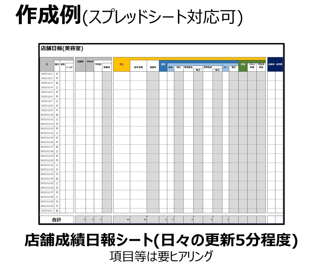 エクセル/スプレッドシートの作業を代行します データ入力、データ整理、グラフ化、テンプレート作成等 イメージ6