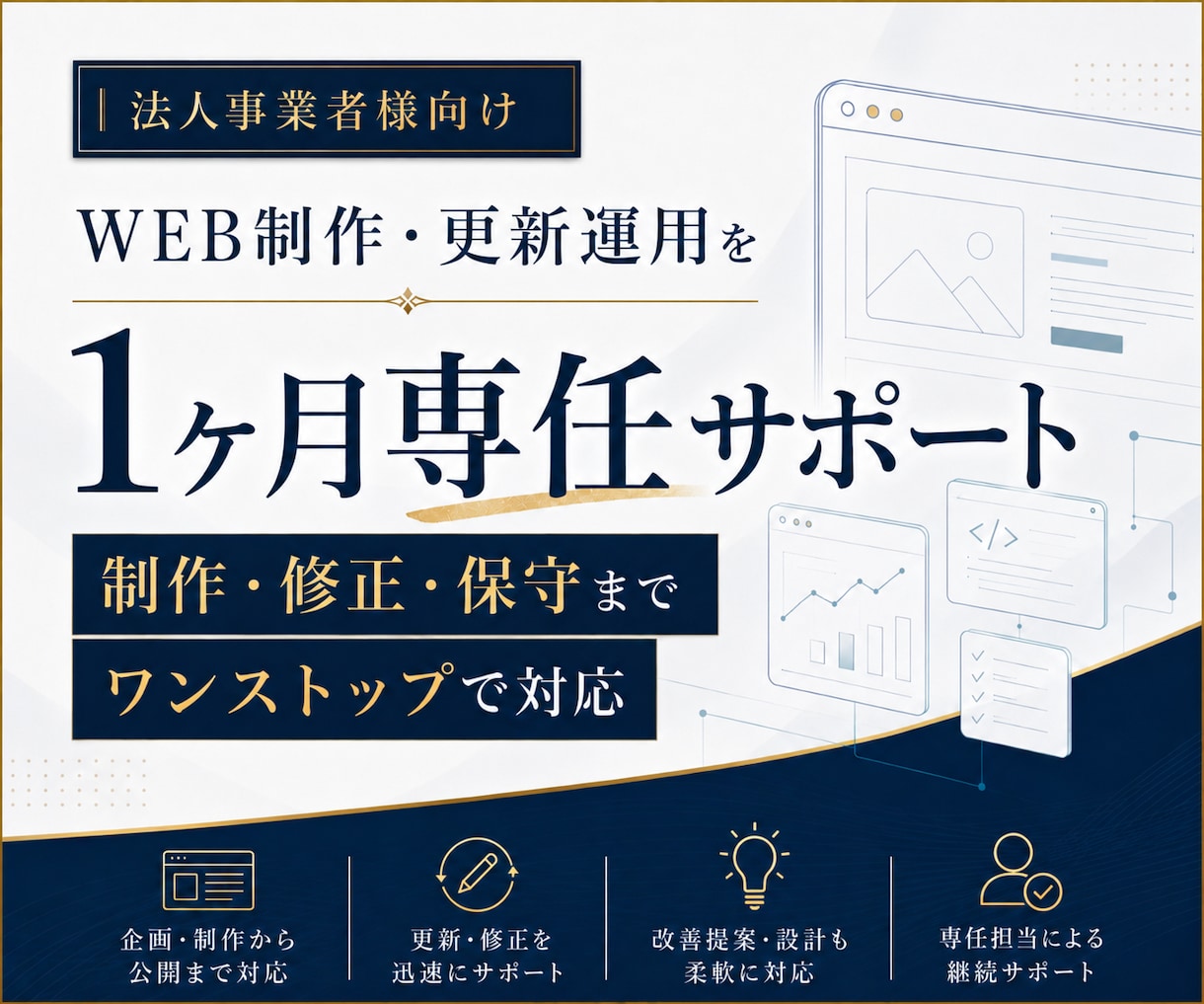 1ヶ月まるっとWEB制作・サイト更新運用を行います 1ヶ月間制作・更新し放題の人月プラン イメージ1