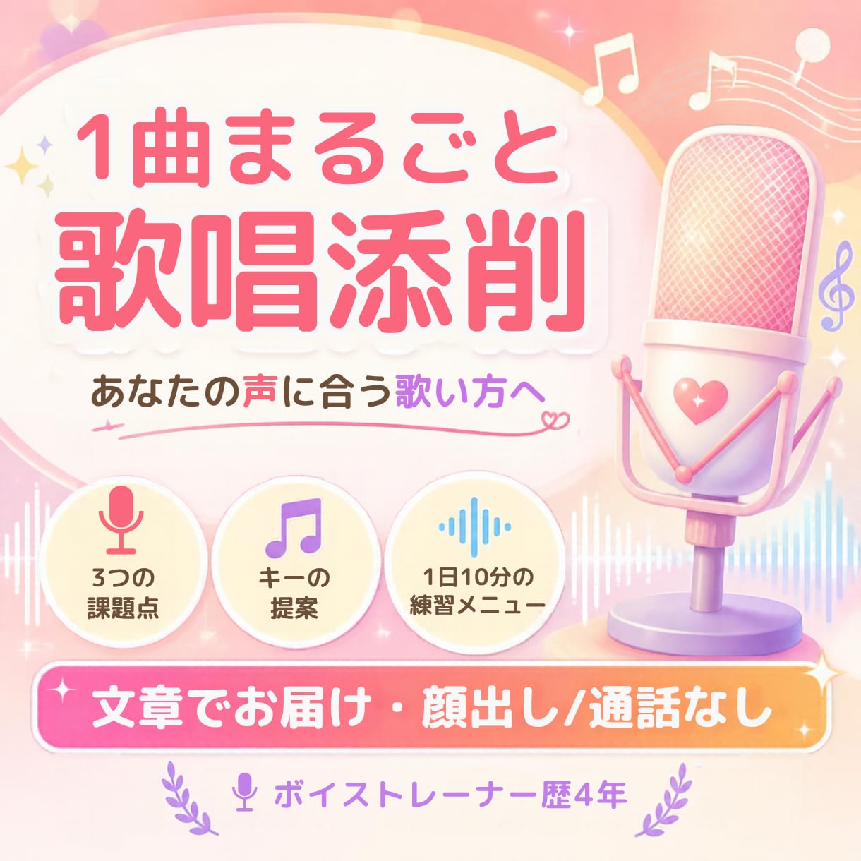 あなたに合う歌い方へ。1曲まるごと添削します ただのカバーではなく「あなたの歌声」で歌うために イメージ1