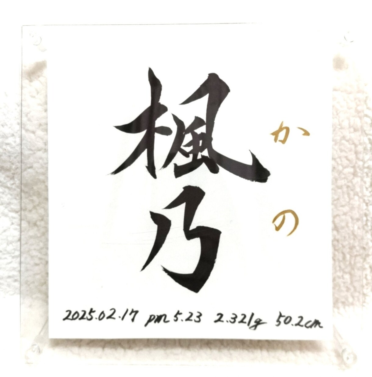 命名書《 愛おしの名 》書道家が揮毫致します ２０×２０cm クリアフレーム付き イメージ7