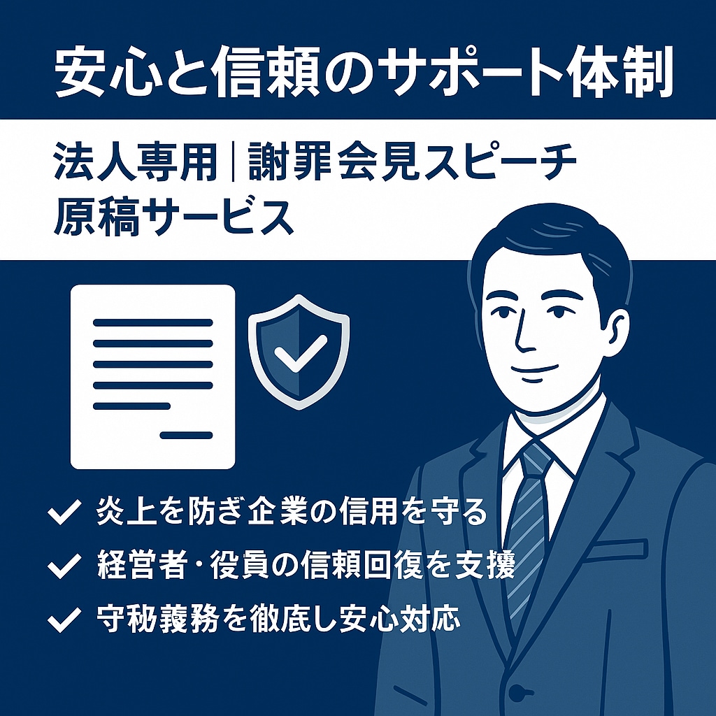 法人専用 謝罪会見スピーチ原稿を作成します 炎上対応の最前線 経営者が信頼を取り戻すための言葉を提供。 イメージ2