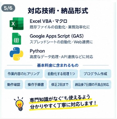 Excel・スプレッドシート作業を自動化します 面倒な集計・転記・帳票作成を効率化します イメージ5