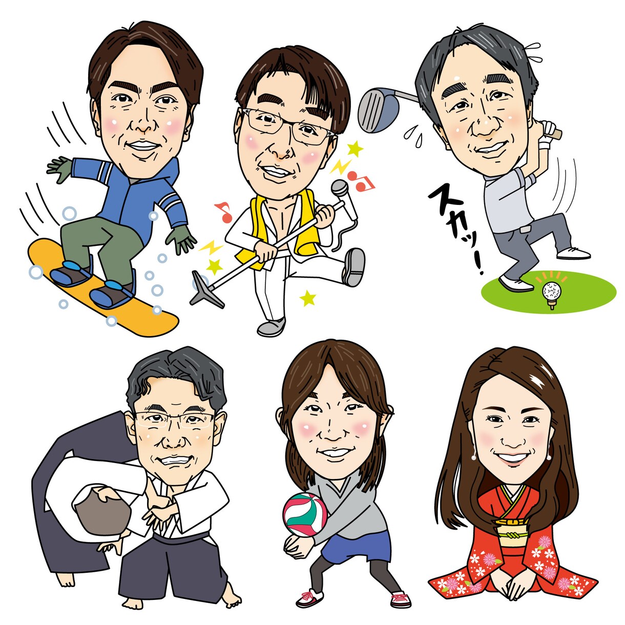 名刺、アイコン、贈り物用似顔絵、イラスト作成します 誇張は控えめでそっくりな似顔絵やポップなイラストを描きます イメージ6