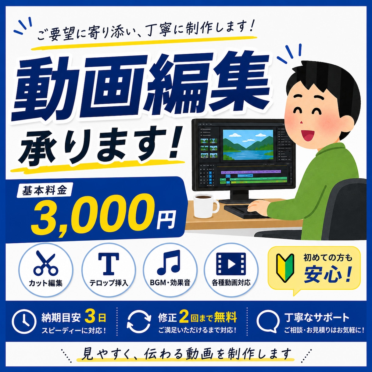 見やすく伝わる動画編集します ご要望に寄り添い、丁寧に編集します イメージ1