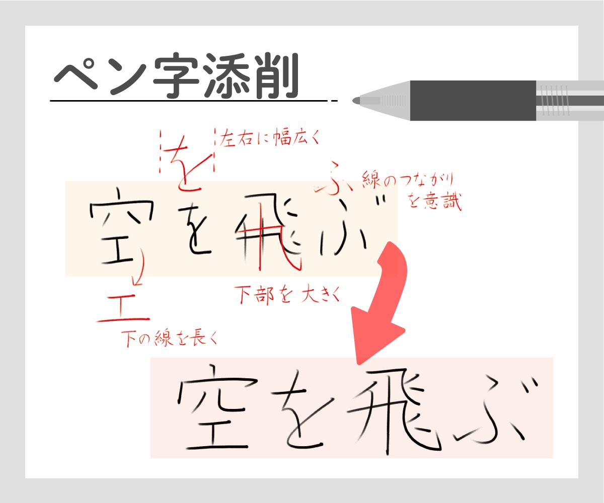 講師がペン字を添削します 〈教材付き〉らくらくペン字添削を利用して理想の文字に！ イメージ1