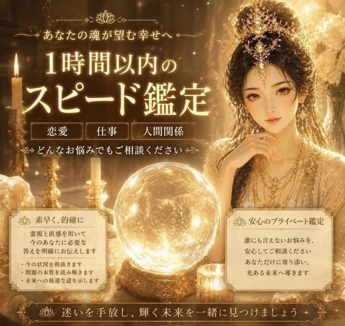 1時間以内スピード霊視鑑定します 【今すぐ知りたいお気持ちに、迅速にお応えします】 イメージ1