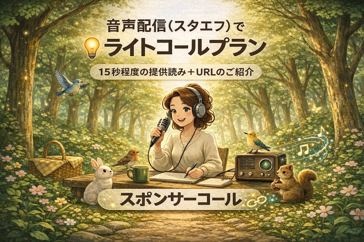 音声配信（スタエフ）であなたの活動をPRします 声であなたの活動を宣伝できるスポンサーコール（ライト版） イメージ1
