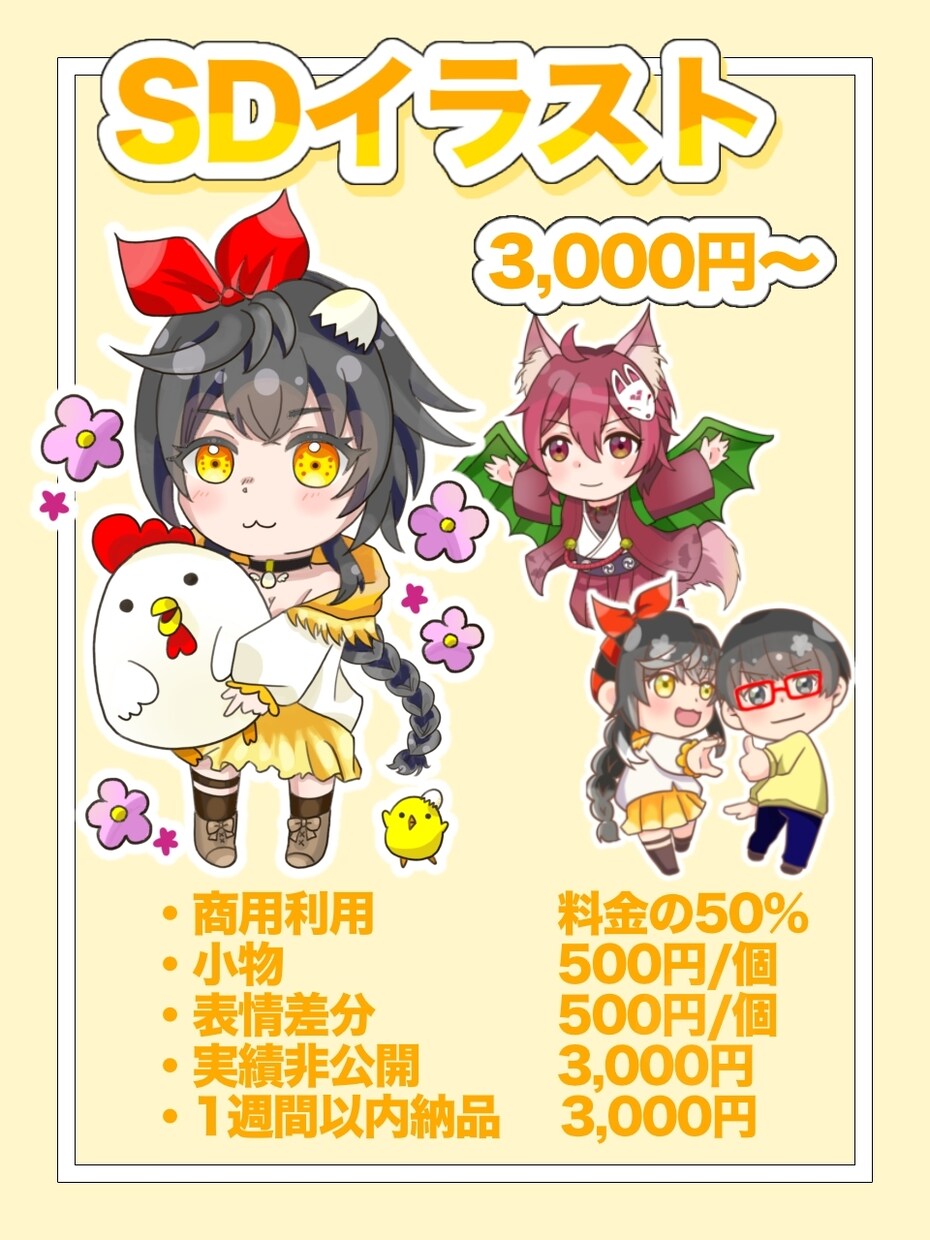 透明感のある塗りでミニキャラ作成します 様々なジャンルに挑戦したいので、まずはご相談ください！ イメージ1