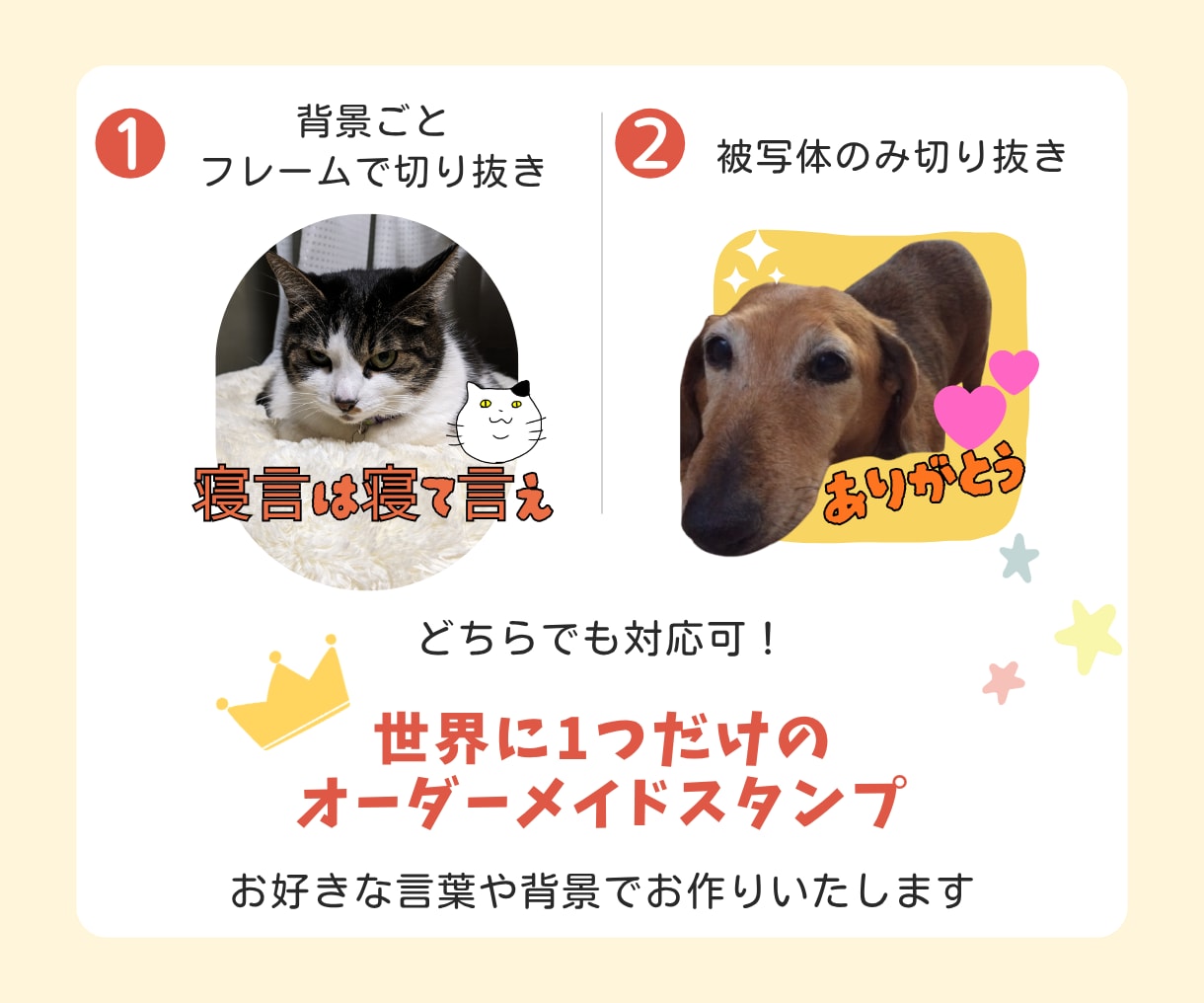 スマホ写真からオリジナルLINEスタンプ制作します 大切なペットのお写真を可愛くアレンジしてスタンプにします！ イメージ2