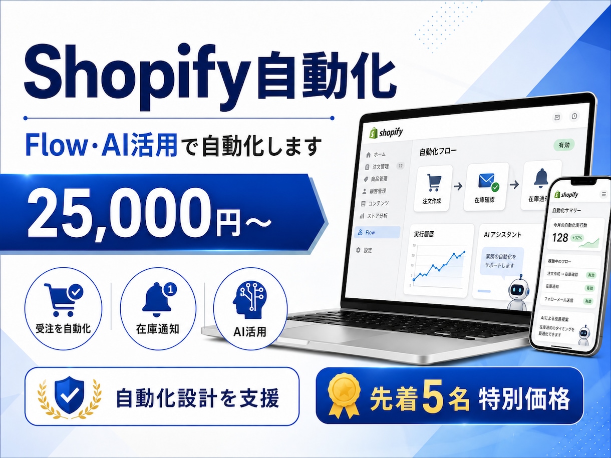 ShopifyをFlow・AI活用で自動化します 面倒な店舗運営をShopify FlowとAIで自動化します イメージ1
