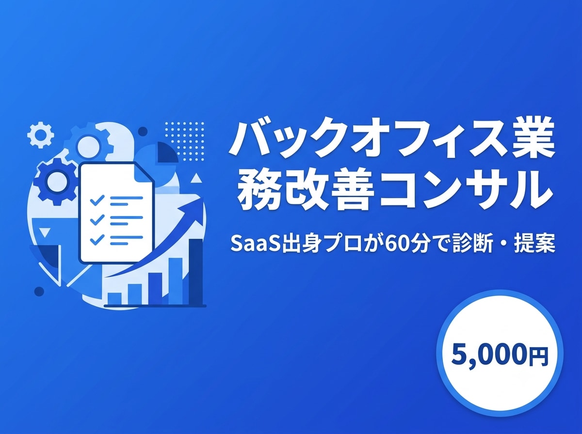 バックオフィス業務を可視化し改善提案しますます SaaS出身のプロが60分で業務課題を診断・改善提案 イメージ1