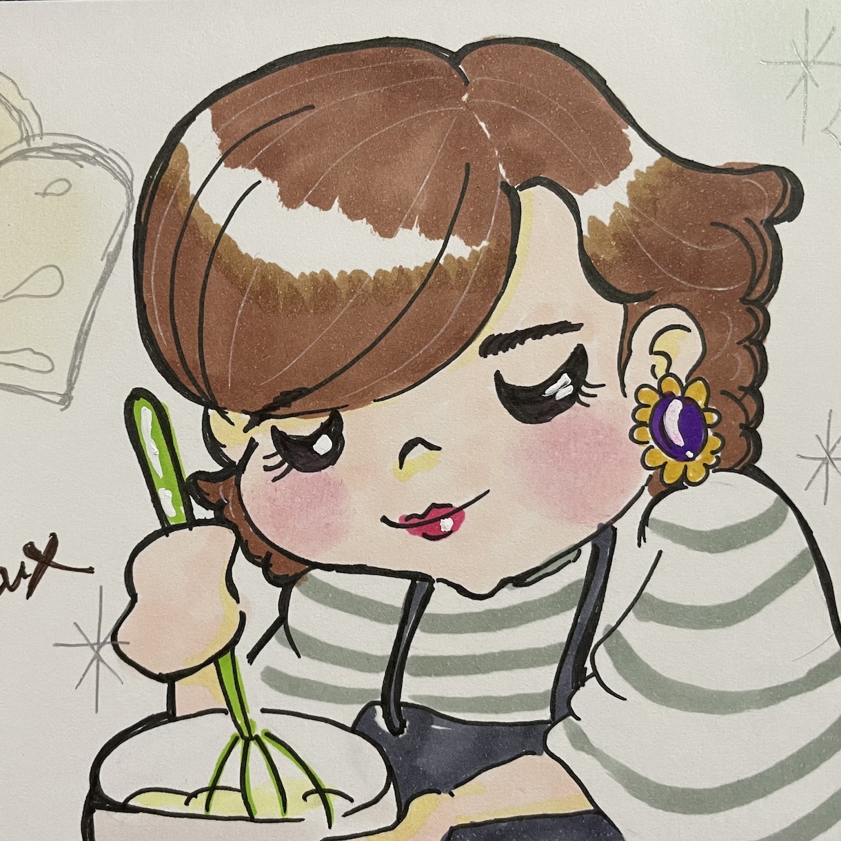 かわいい原色アイコンなどのアナログイラストかきます LINEやゲームアイコンに使えるかわいいキャラかきます イメージ2