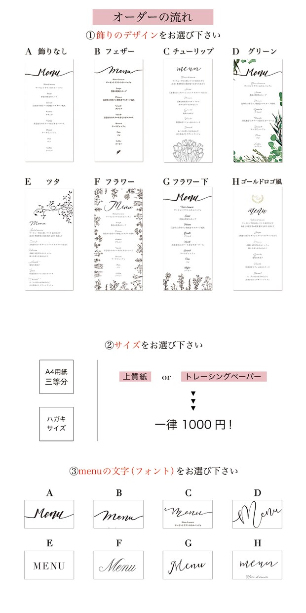 結婚式のメニュー表のパワポテンプレート作成します パワーポイントで簡単にメニュー表が作れるテンプレートです♡ イメージ6