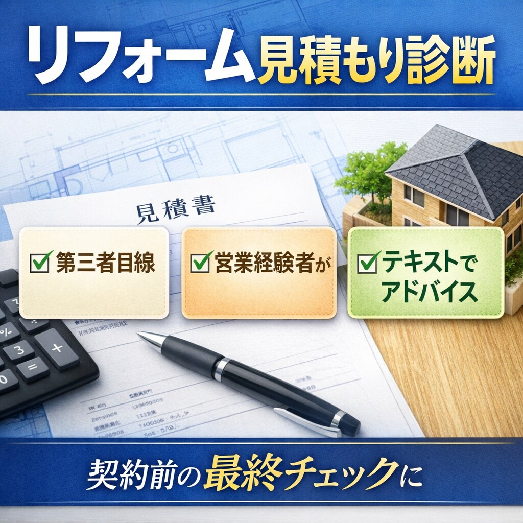 リフォーム見積もりを営業経験者が診断します 現場と営業を知る立場で契約前に損しないための最終チェック イメージ1
