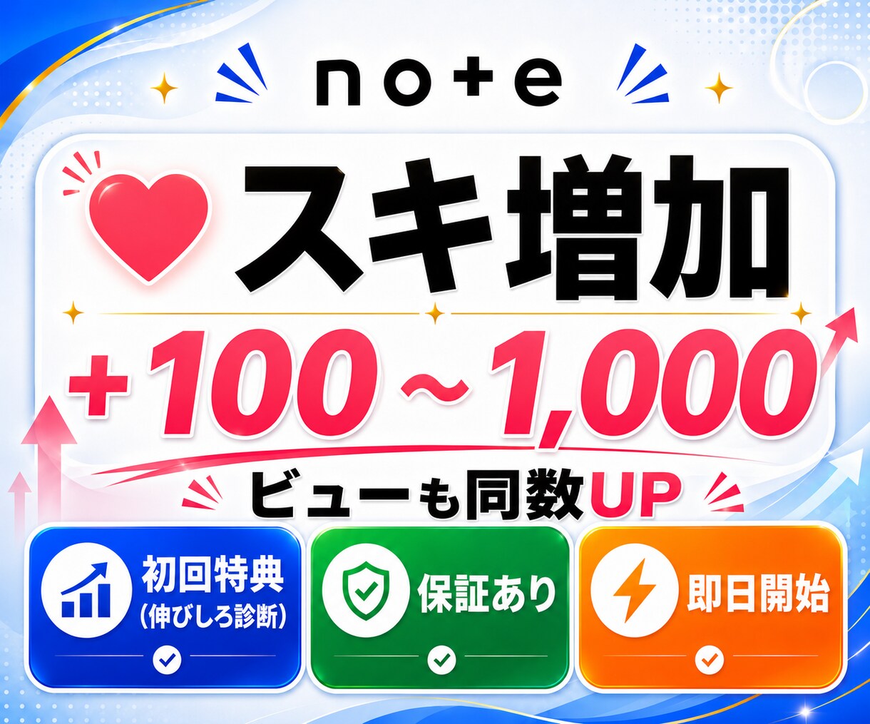 note記事を拡散しスキ・いいねを増やします note｜スキ｜同数のビュー付｜初回伸びしろ診断付｜予約可 イメージ1