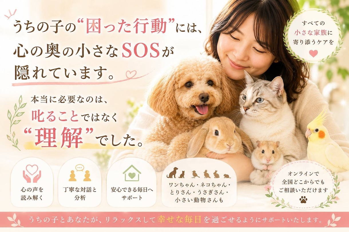 大切なペットのお気持ち見える化します ペットがいまどんな事を思っているのか診断し、調整します イメージ3