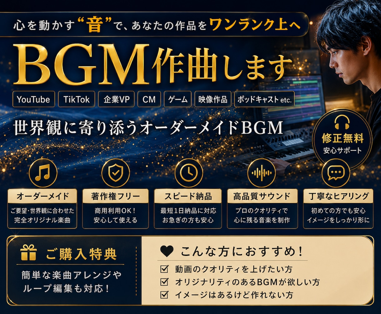 最短当日！特別特価！　おしゃれなBGM作ります 特別価格！Lofiやリラックス系の心地よいオリジナル音源 イメージ1