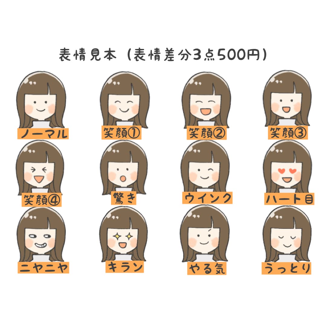 表情差分3点500円！ゆる優しいアイコン描きます 【男性にも女性にも人気の作風で、SNSやブログの印象◎に！】 イメージ5
