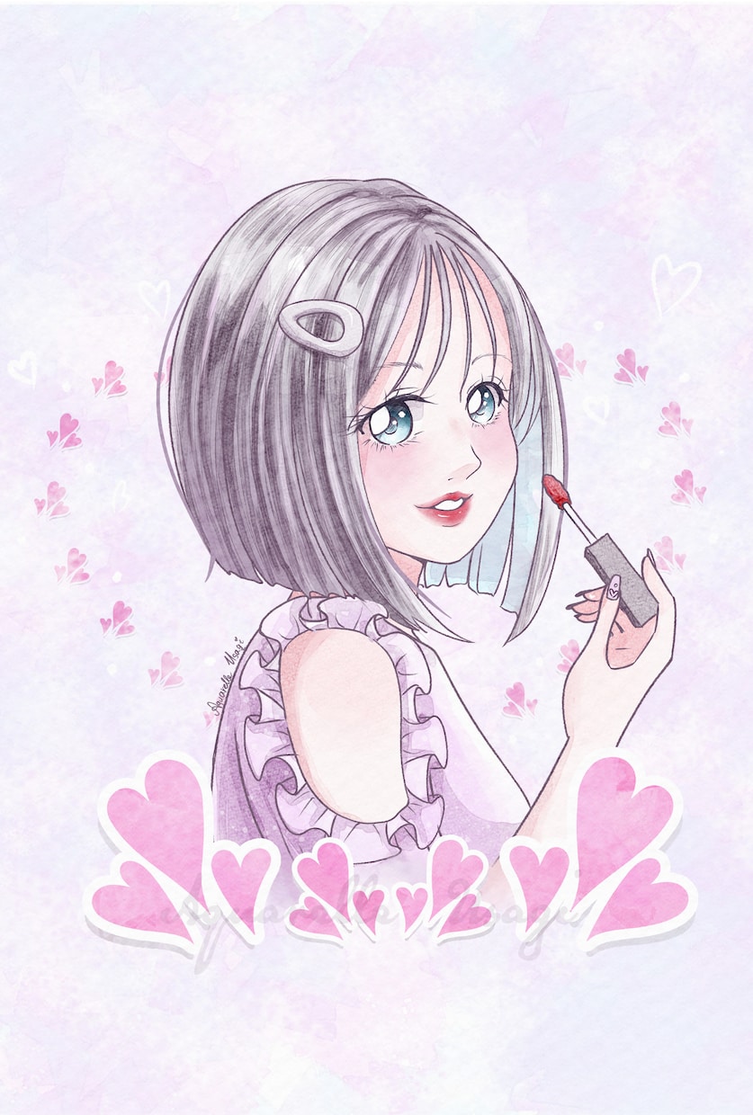 花やリボンで可愛く♡水彩風似顔絵アイコン描きます リアルすぎない、ちょっとマンガっぽい可愛い似顔絵です✨ イメージ8