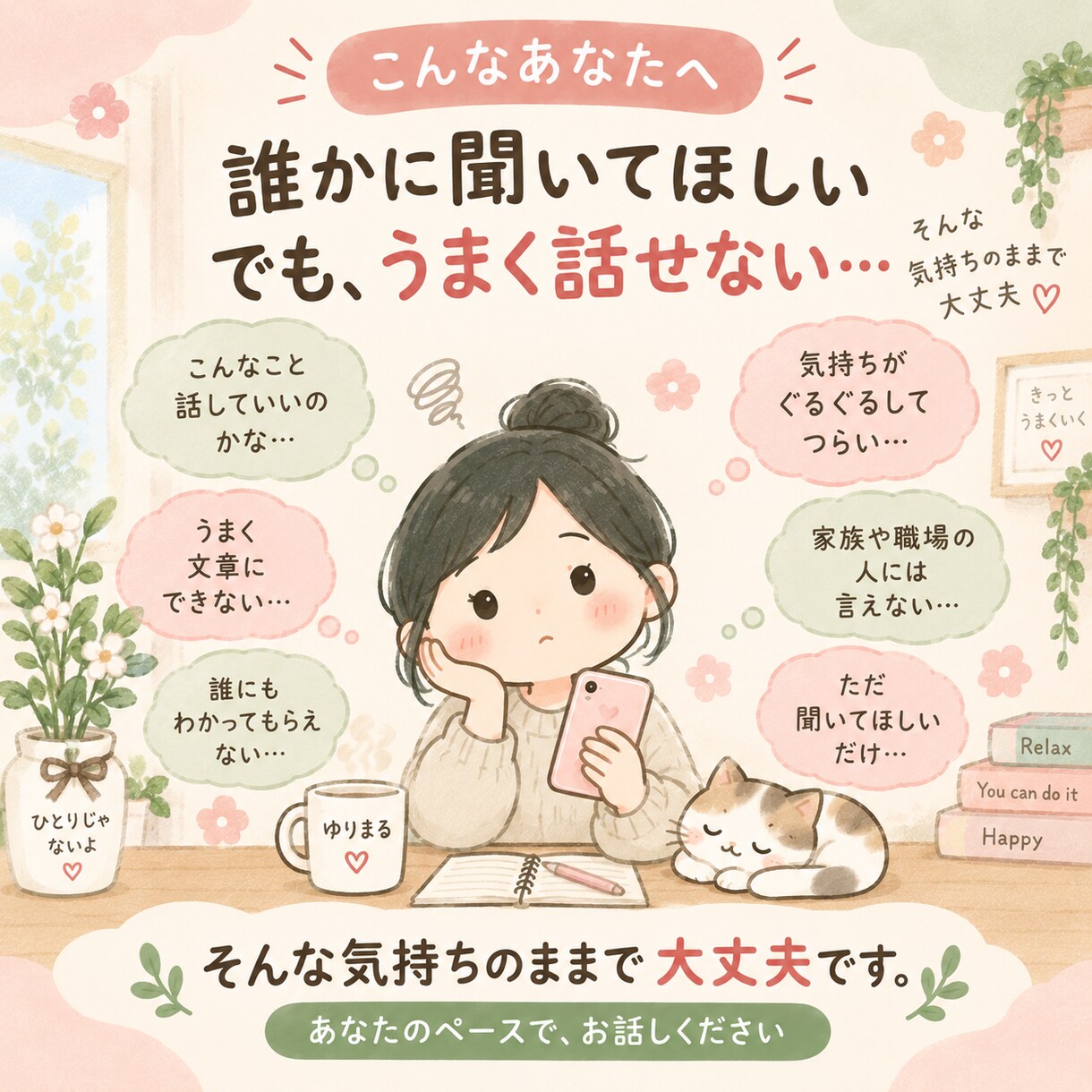 誰にも言えない気持ちにやさしく寄り添います 文字だから話せることもある。3日間あなたに寄り添います イメージ2