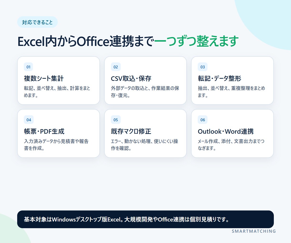 面倒なExcel作業をVBA・マクロで自動化します 集計・転記・CSV・帳票・メール作成、既存マクロ修正まで イメージ3