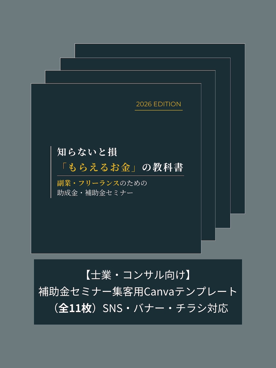 補助金セミナー集客用テンプレ11枚｜編集できます 【士業・コンサル向け】Canva｜インスタ集客 イメージ1