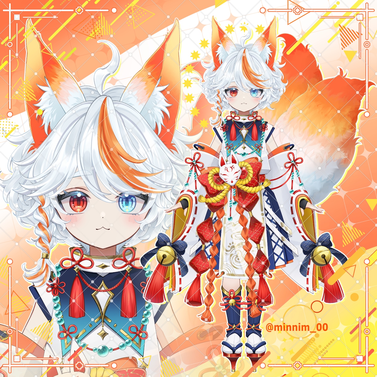 Vtuber様用パーツ分けイラストを制作いたします 全身キャラデザ表情差分7種とPNG立ち絵データ付き！ イメージ4