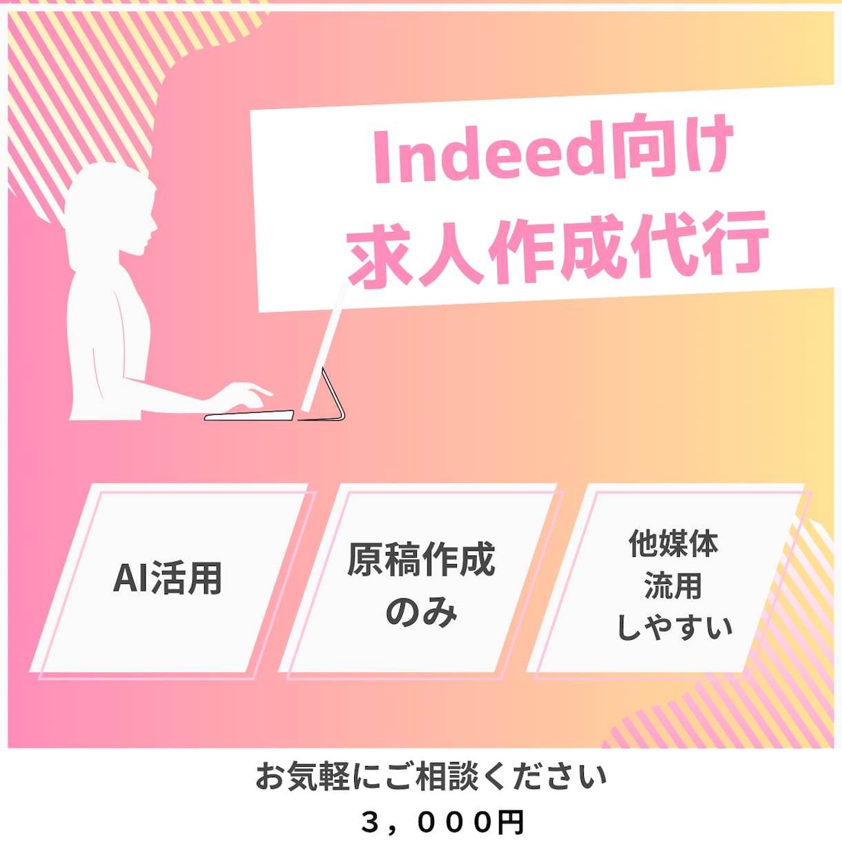 Indeed向け求人原稿をAIを活用して作成します 他媒体でも流用しやすい求人原稿を作成します イメージ1