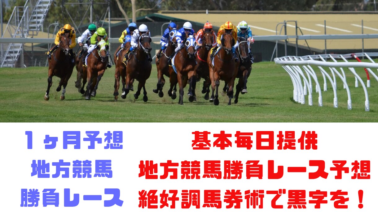 地方競馬予想！基本は毎日お届けします 毎日勝負レース予想お届け！勝負レース数は日により異なります イメージ1