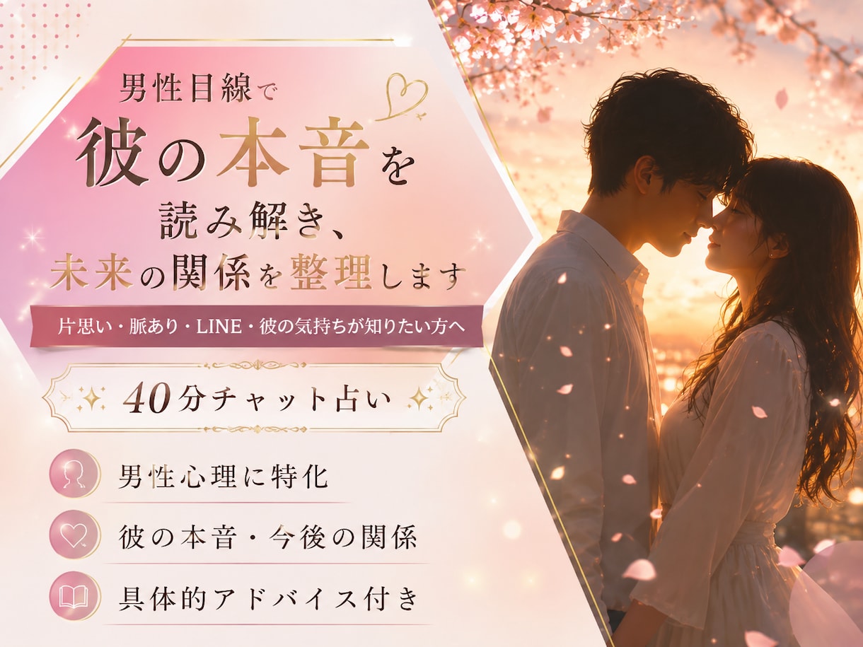 音信不通・未読無視…彼の本音を男性目線で占います 【じっくり40分チャット鑑定】片思い・男性心理・彼の気持ち イメージ1
