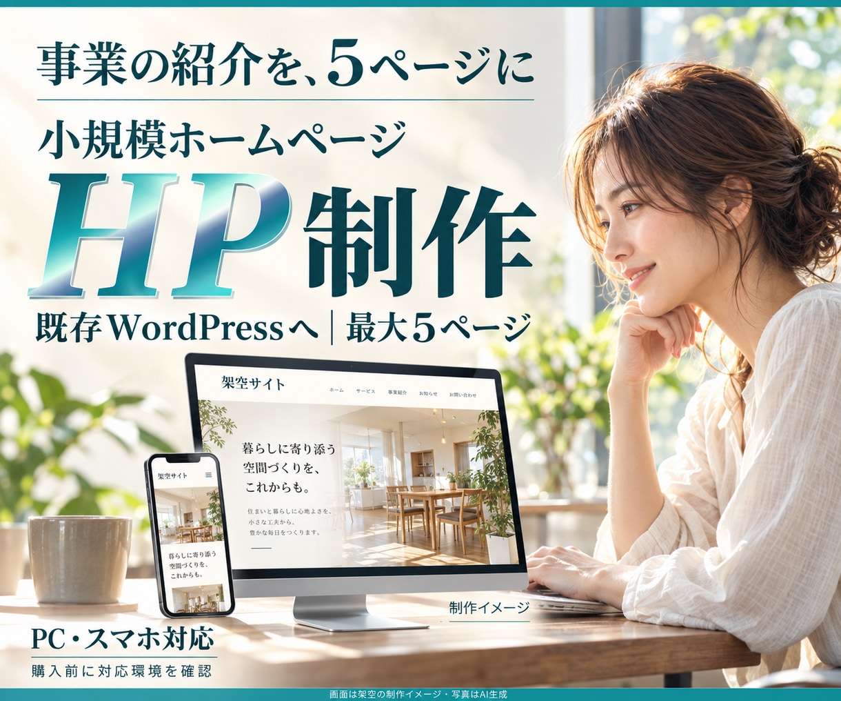 小規模ホームページを文章から制作します 事業の紹介を、既存WordPressの5ページへ イメージ1