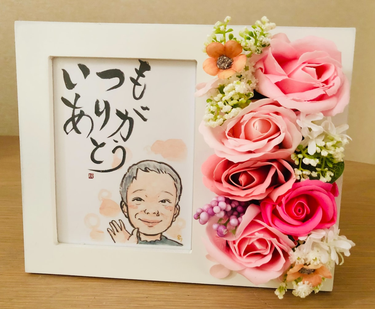 母に日フラワーギフト　似顔絵と感謝のカード付きます 母の日に一生残る花と 似顔絵と感謝のメッセージ届けませんか？ イメージ1
