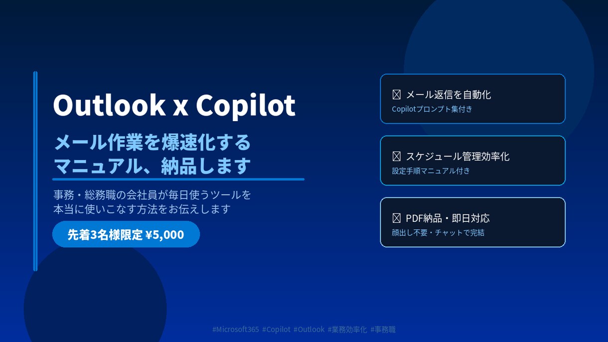 CopilotOutlook時短マニュアル作ります 事務職のためのAI時短術をPDFで納品します イメージ1