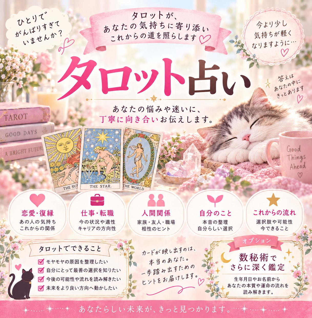 あなたの本音を一緒に見つけます 自分の本音と向き合い整理するタロット鑑定です イメージ1