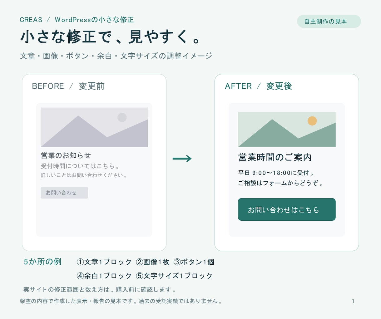 WordPressの小さな修正5か所を行います スマホ表示確認・修正報告・手直し２回込み イメージ2