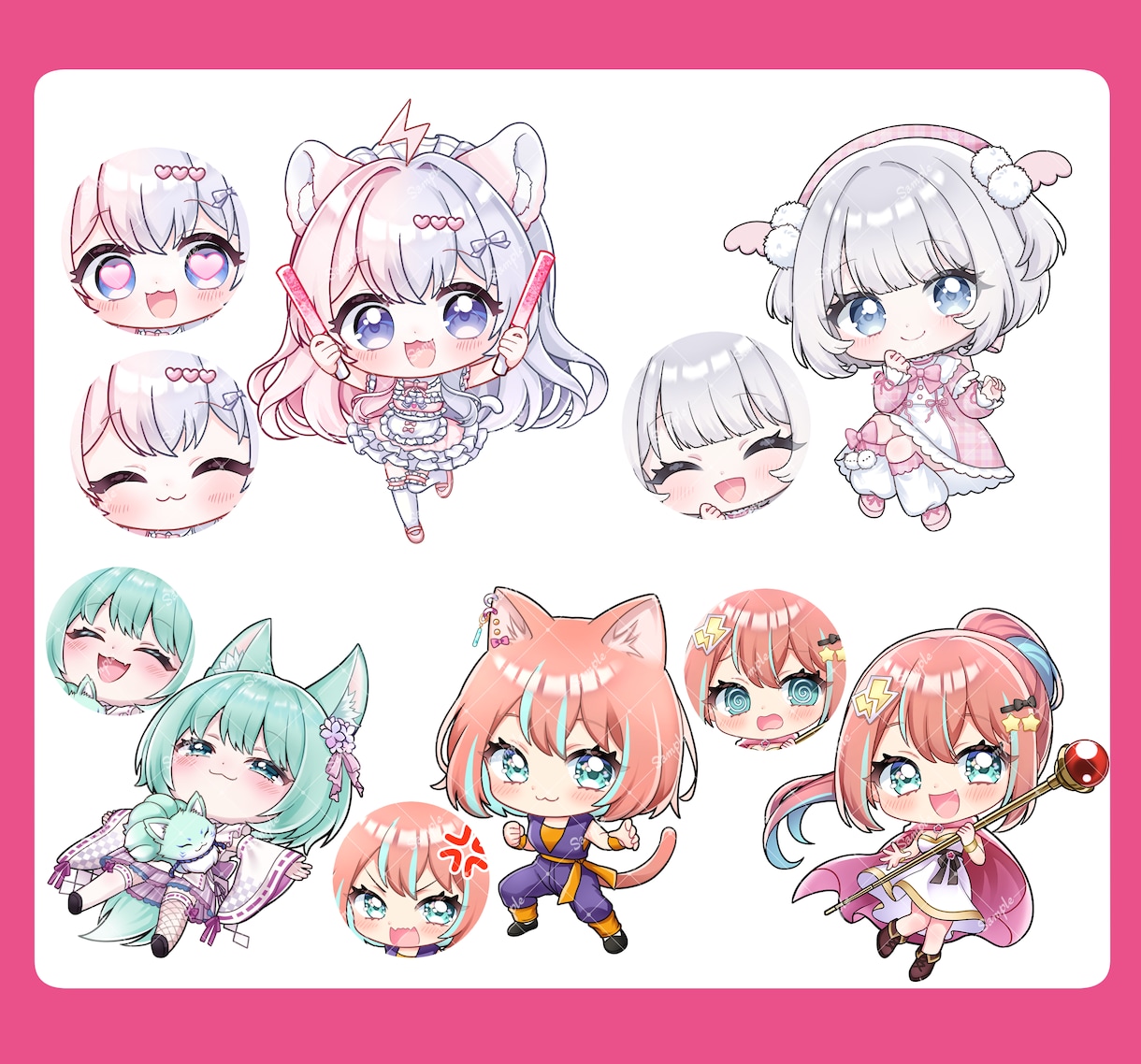 可愛いミニキャラ・ちびキャラ・SDイラスト描きます 商用利用OK◎SNSアイコンや配信の立ち絵、グッズ、などに イメージ6