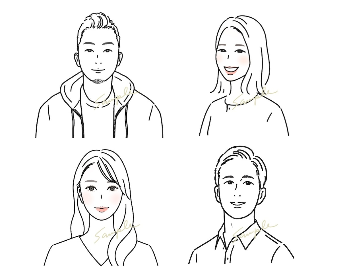 モノクロ線画の似顔絵イラストお描きします シンプルで目立つ✳︎SNSアイコンや名刺等に イメージ6