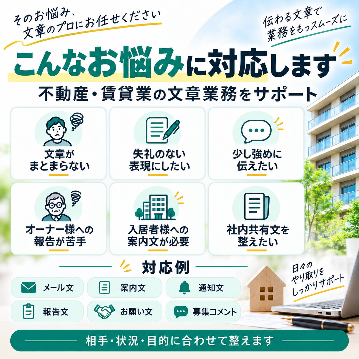 不動産向けの文章・メール・案内文を作成します 現役の賃貸営業経験を活かし、伝わる実務文書を作成します イメージ2