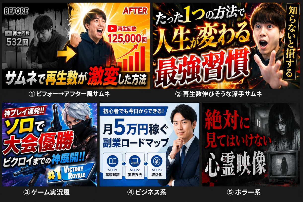 クリックされるYouTubeサムネを作成します YouTube向け高CTRサムネ制作 イメージ1
