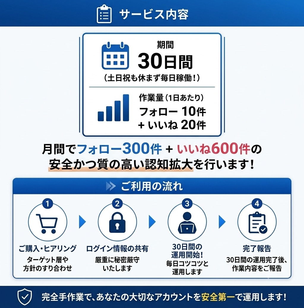 30日無休 完全手作業でX運用代行します 認知拡大のお手伝い安全な運用で初中級者向けです イメージ4