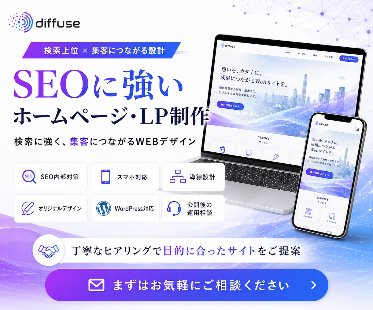 SEO対応のホームページ・LPを格安制作します 検索上位表示されるホームページ・LPを制作します。 イメージ1